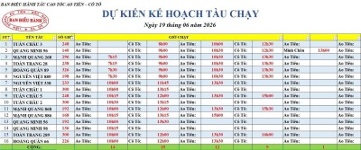 Lịch tàu cao tốc Ao Tiên - Cô Tô 19/6/2026